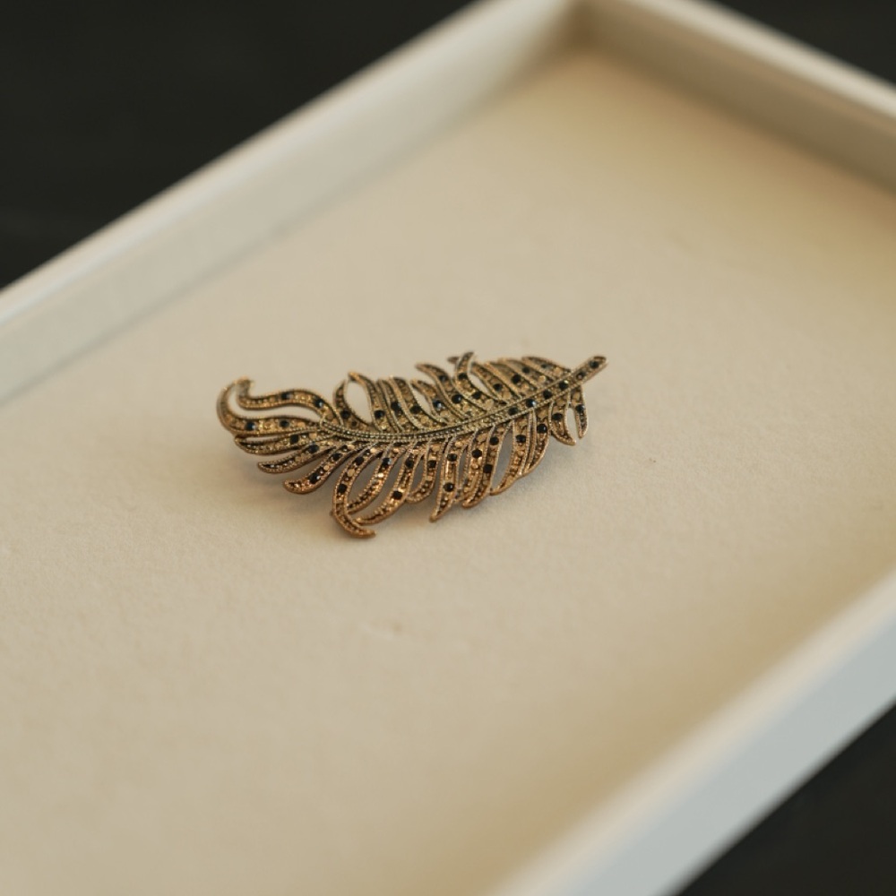 Vintage Gold Feather Brooch